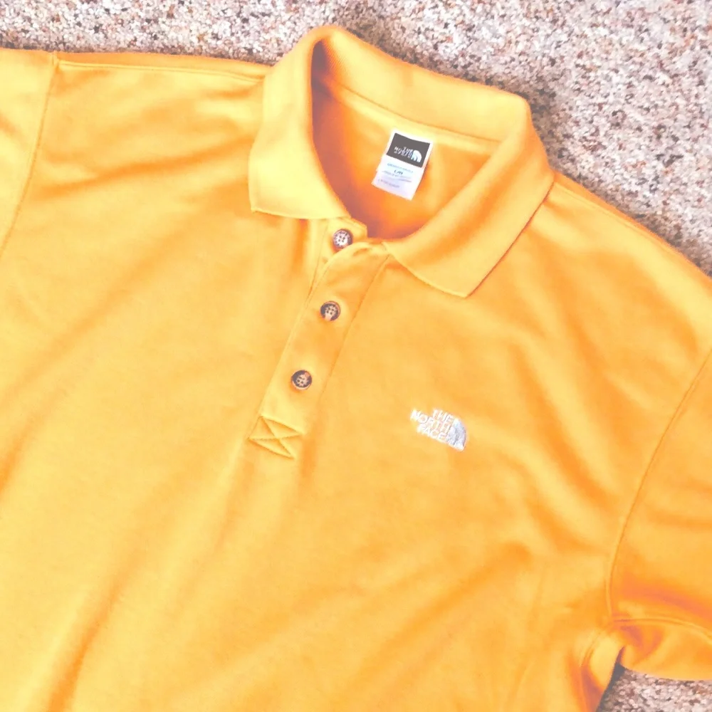 Vintage The North Face Yellow Gold Polo Shirt Golf Gorpcore Size L